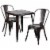 Flash Furniture CH-31330-2-30-BQ-GG Metal Indoor-Outdoor Table Set With 2 Stack Chairs - Blac Perspective: front