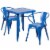 Flash Furniture Metal Indoor/Outdoor Table Set with 2 Arm Chairs; Blue CH31330270BL Perspective: front