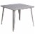 Flash Furniture 35.5'' Square Silver Metal Indoor-Outdoor Table CH5105029SIL Perspective: front