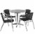 27.5'' Round Aluminum Table Set with 4 Black Rattan Chairs - TLH-ALUM-28RD-020BKCHR4-GG Perspective: front