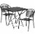 Flash Furniture 3 Piece 28 Square Steel Flower Print Patio Dining Set in Black Perspective: front