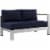 Shore Right-Arm Corner Sectional Outdoor Patio Aluminum Loveseat - Silver Navy Perspective: front