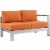 Shore Right-Arm Corner Sectional Outdoor Patio Aluminum Loveseat - Silver Orange Perspective: front
