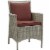 Conduit Outdoor Patio Wicker Rattan Dining Armchair - Light Gray Currant Perspective: front