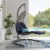 Landscape Hanging Chaise Lounge Outdoor Patio Swing Chair - Light Gray Navy Perspective: front
