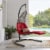 Landscape Hanging Chaise Lounge Outdoor Patio Swing Chair - Light Gray Red Perspective: front