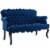Viola Chesterfield Button Tufted Loveseat Performance Velvet Settee - Navy Perspective: front