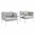 Harmony 3-Piece  Sunbrella Basket Weave Outdoor Patio Aluminum Seating Set Taupe Gray Perspective: front