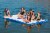 New Island Hopper Buddy 12 Foot Inflatable Swimming Water Platform Perspective: front