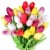 Multicolor Tulips Artificial Flowers 14 Tall 28 Pcs Perspective: front