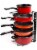 Vdomus Adjustable Pots and Pans Rack for Kitchen, Pan and Pot Lid Holder Black Metal (Black) Perspective: front
