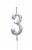 Silver 3 Number Candle Birthday Anniversary Party Cake Decorations Topper Perspective: front