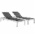 Ergode Shore Chaise Outdoor Patio Aluminum Set of 2 - Silver Black Perspective: front