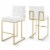 Stainless Steel Performance Velvet Bar Stool Set of 2 - Gold White Perspective: front
