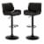 Glitzhome Set of Two Mid-century Black Leather Adjustable Height Swivel Bar Stool Perspective: front