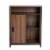 Glitzhome Wooden Metal Floor Cabinet with Double Sliding Doors - Walnut/Black Perspective: front