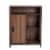Glitzhome Wooden Metal Floor Cabinet with Double Sliding Doors - Walnut/Black Perspective: front