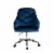 Glitzhome Velvet Gaslift Adjustable Swivel Office Chair - Navy Blue Perspective: front