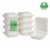 Glitzhome 8 Inch White Sugarcane Clamshell Containers, 300 Pack Perspective: front