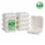 Glitzhome 10 Inch White Sugarcane Sectional Clamshell Containers, 300 Pack Perspective: front