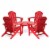 Glitzhome Outdoor 5-Piece Rust-Proof HDPE Adirondack Chair Set with Round Side Table, Red Perspective: front