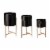 Glitzhome Modern Glossy Metal Plant Stands - Black/Gold Perspective: front