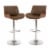 Glitzhome Set of Two Mid-century Yellowish-brown Leather Adjustable Height Swivel Bar Stool Perspective: front