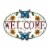 Glitzhome Metal Welcome Word Butterfly and Flowers Wall Decor Perspective: front