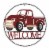 Glitzhome Rustic Metal Truck with Welcome Word Wall Decoration - Red Perspective: front
