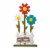 Glitzhome Wooden Trio Flowers and Fence Welcome Porch Décor Perspective: front