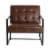Glitzhome Button-Tufted PU Leather Arm Chair, 31.5 Inch Tall Black Metal Frame Perspective: front