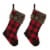 Glitzhome Two Pack 21 Inch Length Fur Black/Red Buffalo Plaid Stocking Perspective: front