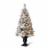 Glitzhome 4 Feet Flocked Pine Poinsettia Faux Christmas Porch Tree with 100 Warm White Lights Perspective: front