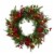 Glitzhome 24 Inch Diameter Ornament Berry Holly Pine Wreath With Lights Perspective: front