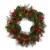 Glitzhome 24 Inch Diameter Berry Magnolia Leaf Pinecone Wreath With Lights Perspective: front