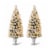 Glitzhome Two Pack 5 Feet Flocked Pine Faux Christmas Porch Tree with 150 Warm White Lights Perspective: front