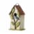 Glitzhome 9.75 Washed White Bird House with 3D Tree and Bird Perspective: front