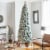 Glitzhome 9 Feet Pre-Lit Flocked Pencil Pine Faux Christmas Tree with 500 Warm White Lights Perspective: front