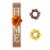 Glitzhome 8 Inch x 42 Inch Tall Wooden Home Porch Sign with 3 Changeable Wreaths - Natural Perspective: front