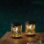 Glitzhome Solar Lights Hanging Lantern Metal Hollowed-Out Design, Set of Two Perspective: front