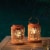 Glitzhome Solar Lights Hanging Lantern Metal Hollowed-Out Design, Set of Two Perspective: front