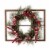 Glitzhome Flocked Pinecone & Berry Wreath Wooden Window Frame Perspective: front