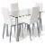 5 Piece Table Chair Dining Set Glass Metal Kitchen Furniture Perspective: front