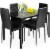 5 Piece Kitchen Dining Set Glass Metal Table and 4 Chairs Breakfast Furniture Perspective: front