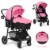 2 In1 Foldable Baby Stroller Kids Travel Newborn Infant Buggy Pushchair Pink Perspective: front