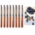8 Steak Knife Serrated Edge Steel Wooden Knives Stainless Steel Cutlery Utensil Perspective: front
