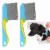 2 Pc Stainless Steel Pet Hair Comb Metal Teeth Dog Cat Flea Brush Grip Grooming Perspective: front