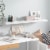 vidaXL Floating Wall Shelf High Gloss White 47.2 x9.3 x1.5 MDF Perspective: front