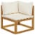 vidaXL Sectional Corner Sofa & Cream White Cushion Solid Acacia Wood Perspective: front