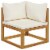 vidaXL Sectional Corner Sofa & Cream White Cushion Solid Acacia Wood Perspective: front